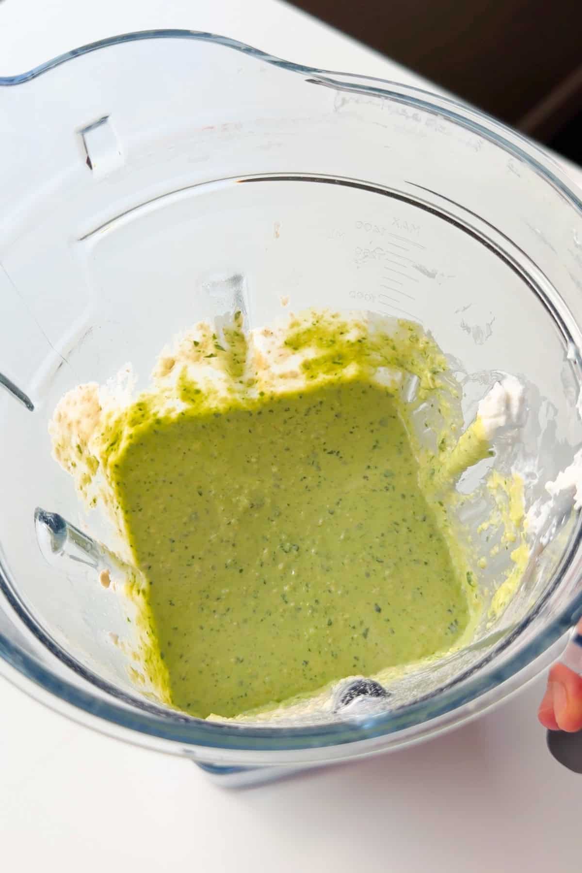 All the ingredients blended into smooth green puree.