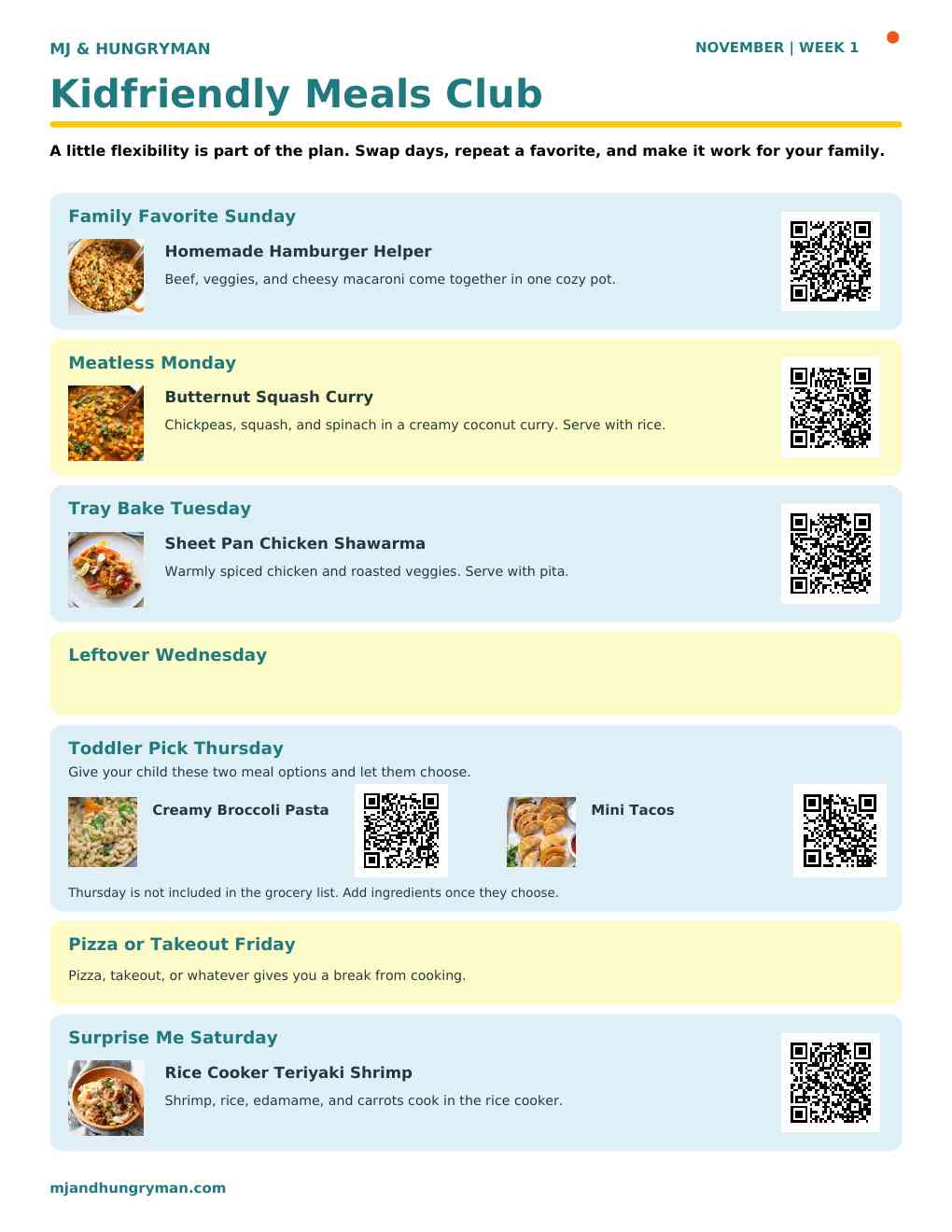 November week 1 meal pln.