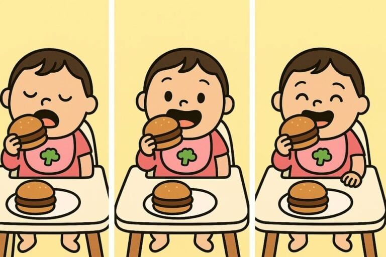 image of child eating the same foods.