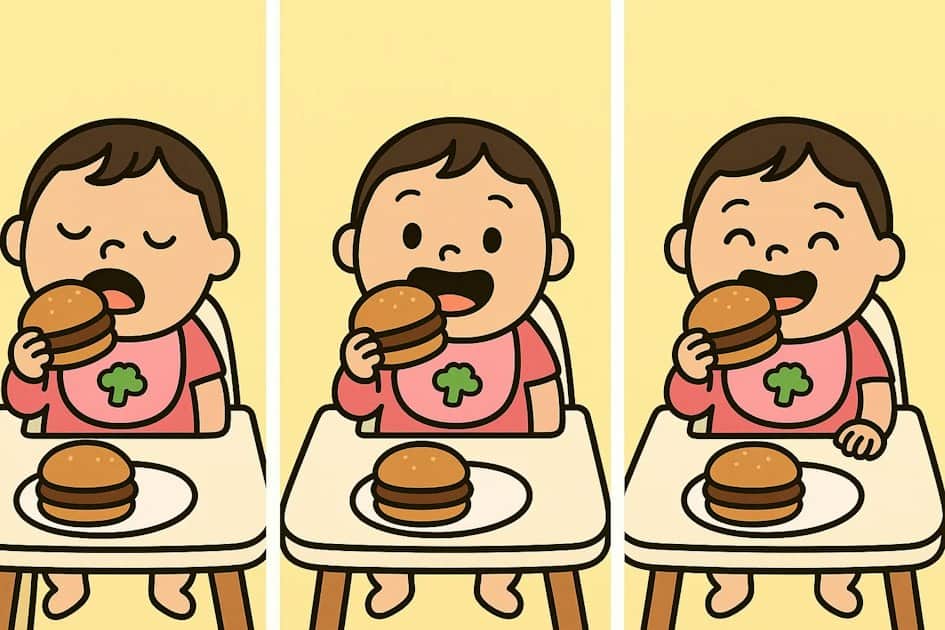image of child eating the same foods.